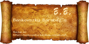 Benkovszky Barabás névjegykártya
